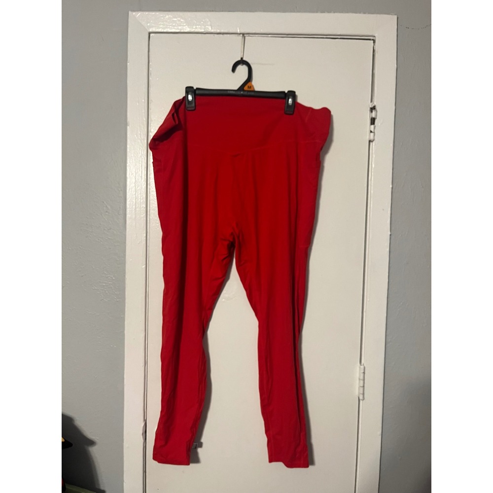 Halara Red High Waisted Full Length Leggings with Pockets Size 3X Activewear